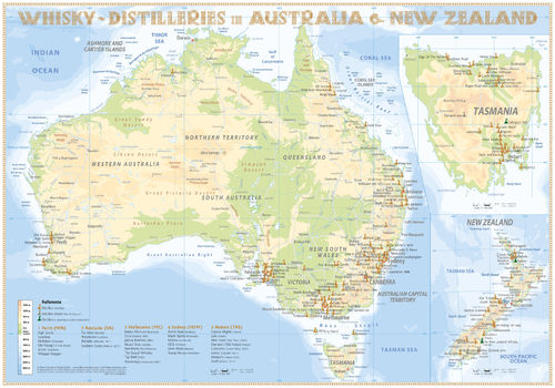 Whisky Distilleries Australia - Poster 100x70cm